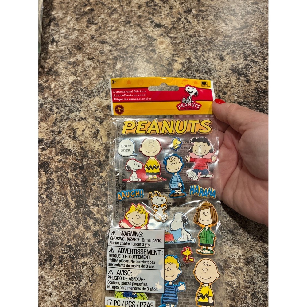 Peanuts Snoopy Charlie Brown Dimensional Puffy Stickers 17pc EK Success 53-33004